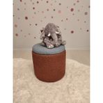 Puff Table Hazine, Makyaj Masası Pufu ,sandıklu Çocuk Pufu , Yuvarlak Oyuncak Sepeti, Orjinal Teddy Kumaş 37 cm - Petrol Mavisi