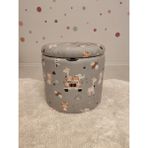Puff Table Hazine, Makyaj Masası Pufu ,sandıklu Çocuk Pufu , Yuvarlak Oyuncak Sepeti, Orjinal Teddy Kumaş 37 cm - Renkli