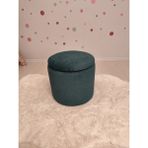Puff Table Hazine, Makyaj Masası Pufu ,sandıklu Çocuk Pufu , Yuvarlak Oyuncak Sepeti, Orjinal Teddy Kumaş 37 cm - Yeşil