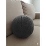Puff Table Peluş Top Yastık Kırlent Içi Dolgulu Antrasit Fitilli Kumaş - 35 x 35 cm