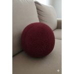 Puff Table Peluş Top Yastık Kırlent Içi Dolgulu Bordo Teddy Kumaş - 45 x 45 cm