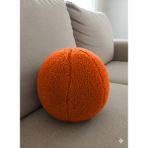 Puff Table Peluş Top Yastık Kırlent Içi Dolgulu Koyu Kahve (Tarçın) Fitilli Kumaş - 35 x 35 cm