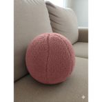 Puff Table Peluş Top Yastık Kırlent Içi Dolgulu Pembe Teddy Kumaş - 45 x 45 cm