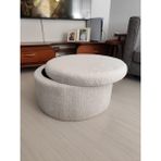 Puff Table Sandıklı Teddy Kumaş 72 cm Orta Sehpa - Beyaz