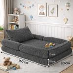Puffiber Yeni Nesil Premium Katlanabilir Modüler Çocuk Oyun Yatağı ve Minderi 80X160 cm Tam Sünger - Füme - 80 x 160 cm