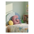 pufftable Peluş G Harf yastık , dekoratif kırlent , pembe teddy kumaş , büyük boy 50 cm