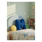 pufftable Peluş M Harf yastık , dekoratif kırlent ,koyu mavi teddy kumaş , büyük boy 50 cm