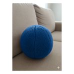 pufftable peluş top yastık kırlent içi dolgulu lacivert fitilli kumaş