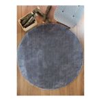 Puffy Gri Post Peluş Yuvarlak Kaymaz Taban Banyo Halı'sı 120x120 KQBN489864871