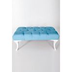 Puffy Home Icon Puff Kapitoneli Kapı Önü Mavi Ayakucu Mutfak Salon Masa Makyaj Koltuğu Mavi Puff Bench