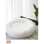 PuffyPet Tüysüz Peluş Yatak – Kedi & Köpek Konfor Minderi - evcil - Beyaz