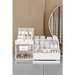Pufwin Home Elegance Kozmetik Organizer (XLARGE-35CM) Çekmeceli Masaüstü Makyaj Takı Parfüm Düzenleyici -Şeffaf Kapaklı
