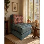 Pufymax Comfy Plus Yeni Nesil Bohem Tekli Koltuk,yataklı Katlanır Berjer,yer Yatağı, Modüler Yapı 75X75|85CM - Yeşil Desenli