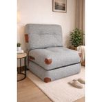 Pufymax Comfy Yeni Nesil Bohem Tekli Koltuk,yataklı Katlanır Berjer,Yer yatağı,modüler yapı 75x75 |85cm - Gri - Kahve