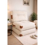 Pufymax Comfy Yeni Nesil Bohem Tekli Koltuk,yataklı Katlanır Berjer,Yer yatağı,modüler yapı 75x75 |85cm - Krem - Kahve