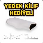 Pufymax Visco Ortopedik Boyun Destek Yastığı,boyun fıtığı-düzleşmesi yastığı YEDEK KILIF HEDİYELİ - 35 x 60 cm - 02A-Beyaz