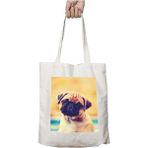 Pug Dog Köpek Iki Tarafı Kalıcı Baskılı Yıkanabilir Okul Plaj Omuz Bez Çantası