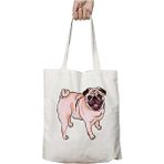 Pug Köpek 2 Iki Tarafı Kalıcı Baskılı Yıkanabilir Okul Plaj Omuz Bez Çantası