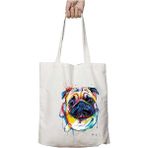 Pug Köpek Iki Taraf Kalıcı Yıkanabilir Okul Plaj Omuz Bez Çanta