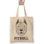 Pug Köpek Pit Bull Face Pitbull Aşıklar Bez Çanta Uzun Saplı - Açık Bej - 40 X 40
