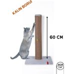 Pugalo 60 cm Catnipli Kalın Borulu Dev Tırmalama Tahtası Gri
