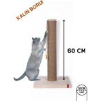 Pugalo 60 cm Catnipli Kalın Borulu Dev Tırmalama Tahtası Krem