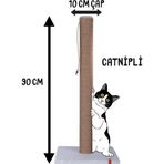Pugalo 90 cm Catnipli Kalın Borulu Dev Tırmalama Tahtası Gri