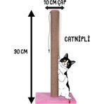 Pugalo 90 cm Catnipli Kalın Borulu Dev Tırmalama Tahtası Pembe