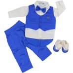 Pugi Baby 2036 Erkek Bebek Klasik Yaka Yelekli Mevlüt Takımı - Saks Mavi - 0 - 3 Ay