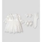 Pugi Baby Kız Bebek Şık Dantelli Mevlüt / Özel Gün Elbisesi - 3 - 6 Ay - Beyaz