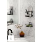 PUHALA HOUSE Yapışkanlı Siyah Diş Fırçalık Ve Katı Sabunluk 2li Set Banyo Düzenleyici