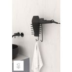 PUHALA HOUSE Yapışkanlı Vidalı Siyah Fön Makinası Askısı Saç Kurutma makinesi Tutacağı Fön Makinesi Askı Aparatı