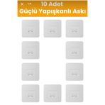 PUHALA HOUSE Yedek 10 Adet Yapışkanlı Sticker Kendinden Yapışkanlı Kancalı Yapışkan banyo rafı Su Geçirmez Askı