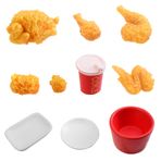 Puideon 10 Parça Gerçekçi Tavuk Kovası Minyatür Süsler, Reçine Masa Üstü ve Oda Dekoru, Mikro Manzaralar için Minik Fast Food Süslemeleri, Kendin Yap Meraklıları ve Dekor Meraklıları