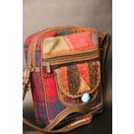 PUJİVA Etnik Tarz Kilim Desenli, Fermuarlı, Üç Cebli, Orta Boy Renkli Omuz Çanta