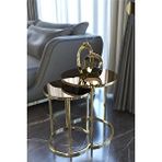 Puklife Ceylin 2'li Gold Zigon Sehpa , Bronz Aynalı