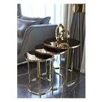 Puklife Ceylin 3lü Zigon Sehpa Gold Renk Metal Ayak, Bronz Aynalı