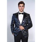 Pul Desenli Siyah Damatlık Ceket | Wessi - 6 Drop - 46 - Black