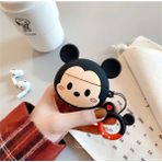 Puli Apple iPhone 1/2. Nesil Uyumlu Koruyucu Bluetooth Kulaklık Kılıfı Mickey Mouse Figürlü - Siyah - Koyu Kırmızı