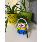 Puli Apple iPhone 1/2. Nesil Uyumlu Koruyucu Bluetooth Kulaklık Kılıfı Minions Figürlü - Sarı - Mavi