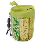 PULIV Büyük Takviyeli Düzenleyici Şişe, Karıştırma Önleyici ve Geniş Açıklık Tasarımlı 1 Aylık Hap Dispenserinde Bol Vitamin Tutar, Kolay Alınan İlaçlar, 20 Adet Yapışkanlı Etiket İçerir Yeşil