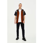 Pull & Bear 09474517 Siyah Çizgili Viskoz Bowling Erkek Gömlek
