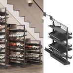 Pull-out ayakkabı rafı, Ayarlanabilir Pull-Out Ayakkabı Rafı Düzenleyici - Dolaplar için 11 Katmanlı Dikey Depolama Çözümü, Yerden Tasarruflu Metal Tasarım, Küçük Yatak Odaları için İstiflenebilir