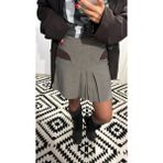 Pulli Collection Deri Garnili Pötikareli Mini Şort Etek - Kahve - S