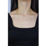 Pullu Altın Yaldızlı Gümüş Choker Kolye 7265