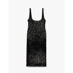 Pullu Payetli Kolsuz U Yaka Midi Slim Fit Abiye Elbise
