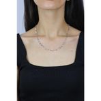Pullu Rodyumlu Gümüş Choker Kolye 7263