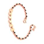 Pullu Siyah Oniks Taşlı Gümüş Rose Bileklik