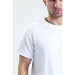 Pulur.co Beyaz Kısa Kollu Bisiklet Yaka 2 Iplik Oversize Sweatshirt - M