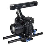 Puluz Handheld kamera, kafes, alüminyum alaşım kamera video Cage Movie Making-Kit ile film Top Handle Grip + 15 mm ray çubuk için Panasonic Lumix DMC-GH5 Camera Cage
